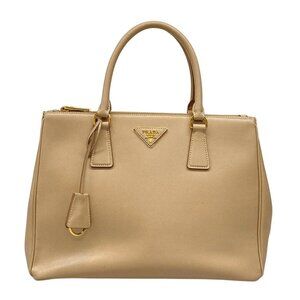 Auth PRADA Galleria Medium Bag Beige Saffiano Leather Tote Bag